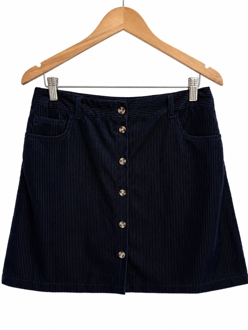 Vero Moda Black Corduroy Button Front Mini Skirt Size Large Dark Academia Preppy